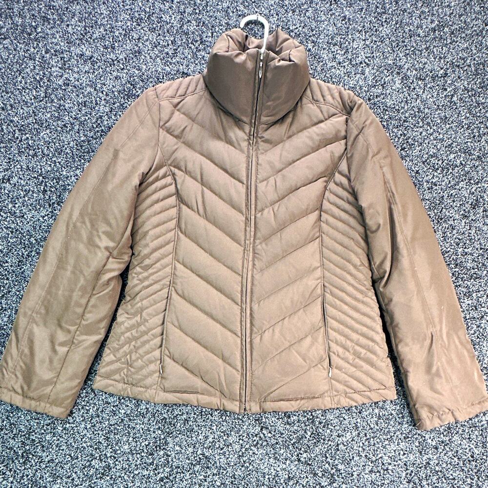 Kenneth Cole Reaction Brown Puffer Jacket Full Zip Stand-Up Collar Men’s S